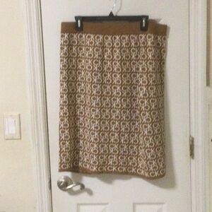 ❤️Calvin Klein ❤️Tan Monogram Midi Skirt